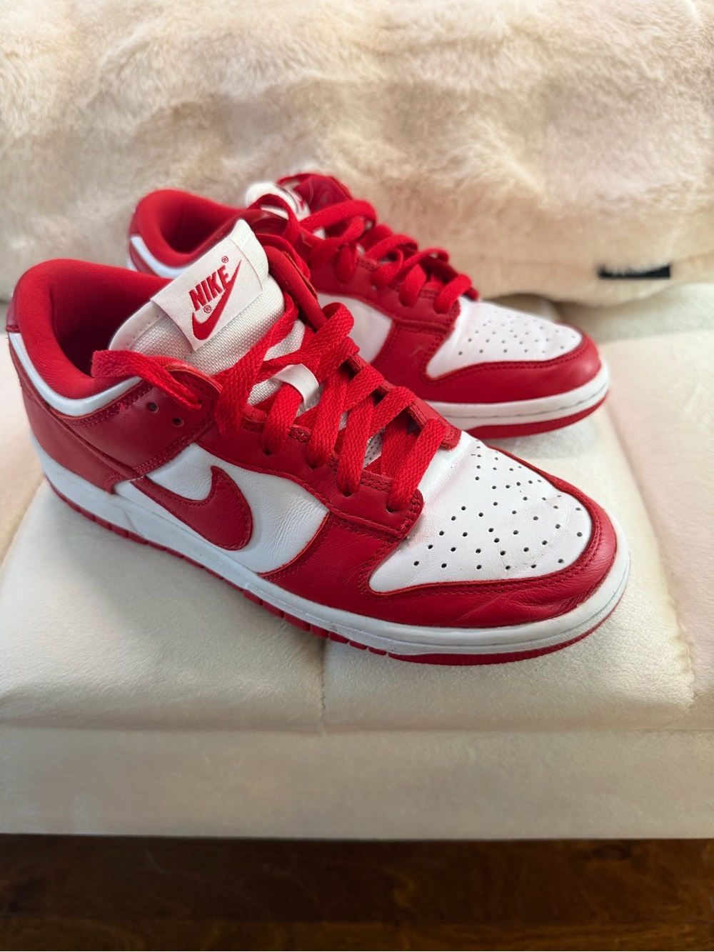 Nike Red and White Dunks